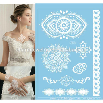 Hot sale beauty body flash water transfer sexy white lace tattoo sticker j006